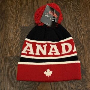 Canada Adult Pom-Pom Beanie - Red and Black